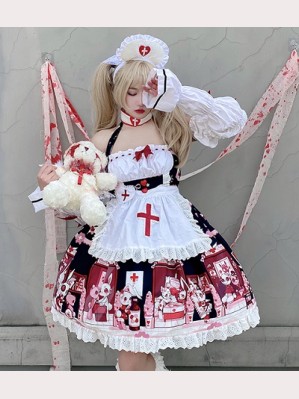 SALE! Doll Hospital Guro Lolita Dress JSK by Diamond Honey - COLOR BLACK SIZE L (CS34)